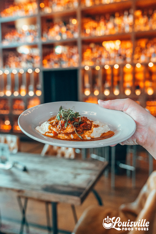 Shrimp and Grits at the Last Refuge on a food tour in NuLu, Louisville, Kentucky